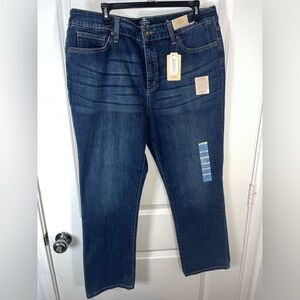 St. John’s Bay NWT Easy Fit Mid Rise Straight Leg Dark Blue Wash Jeans Sz 16S